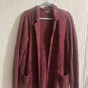 Barefoot Dreams CozyChic Lite Double Knit Notch Collar Cardigan Sz L